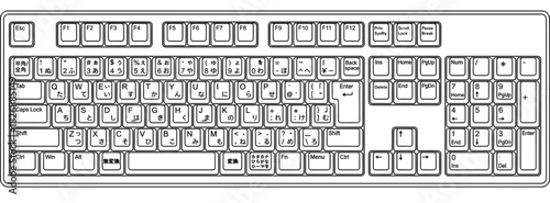 JIS Japanese Keyboard Layout Vector Clipart with Clean Line Design