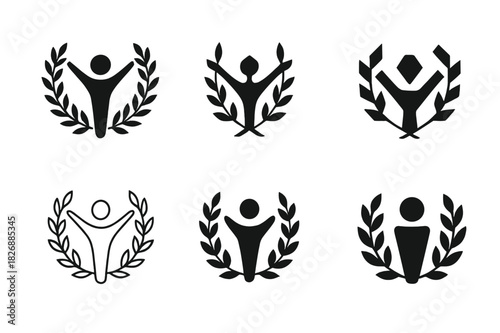 Civil Rights Logos. Civil rights. Icon set. Set Logo of civil rights: universal human rights emblem. harmonious logo variations of the same emblematic concept,