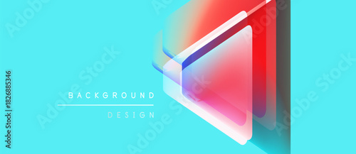 Abstract geometric design. Bright turquoise backdrop features layered red, white shapes. Modern, minimalist aesthetic. Clean lines, vibrant colors.