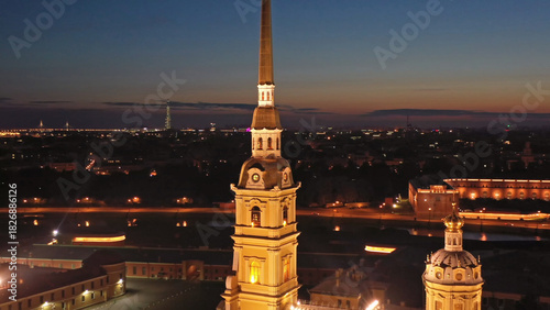 Aerial view of Peter and Paul Fortress in Russia