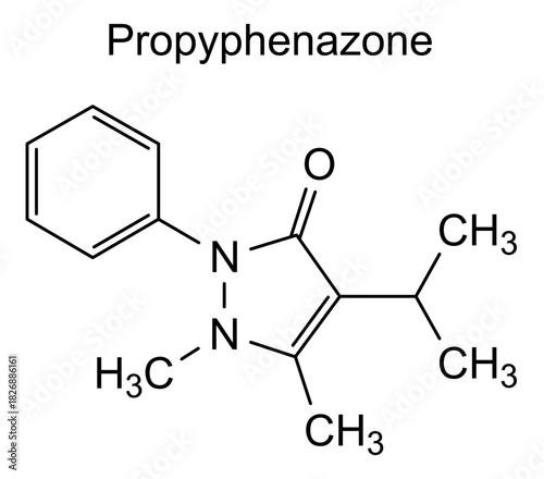 Propyphenazone, chemical structure of propyphenazone, drug substance