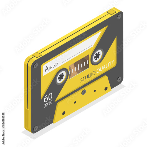 3D Isometric Flat Vector Illustration of Retro Tapes, Music And Sound Storage Set. Item 3