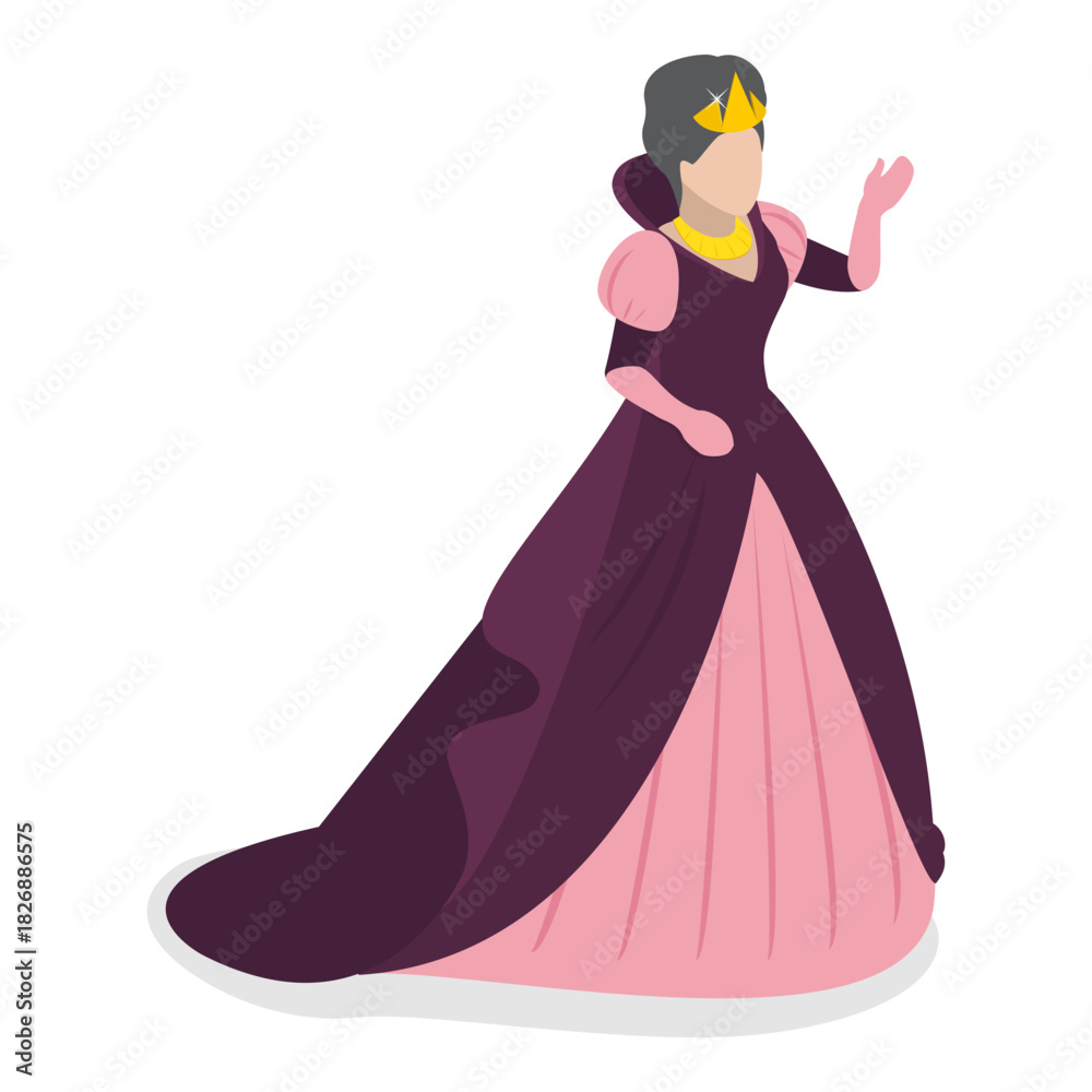 Naklejka premium 3D Isometric Flat Vector Set of Fairy Characters, Medieval People. Item 3