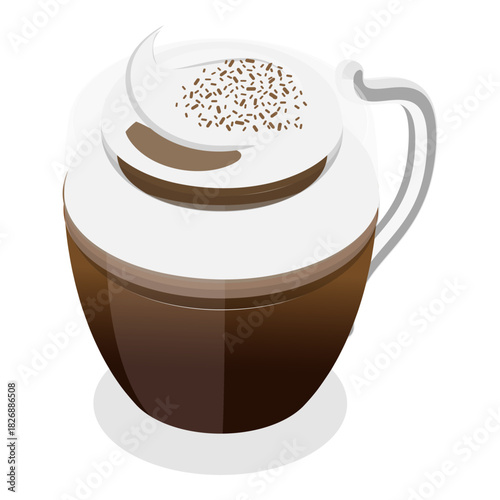 3D Isometric Flat Vector Set of Coffee Beverages, Cafe Menu. Item 12