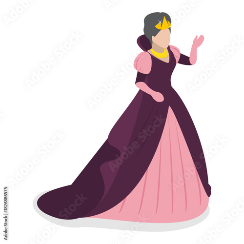 3D Isometric Flat Vector Set of Fairy Characters, Medieval People. Item 3