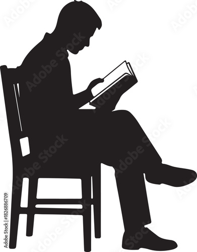 Male reader silhouette graphic illustration