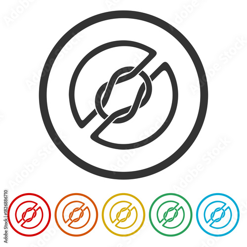 Rope knot circle icon. Set icons in color circle buttons