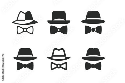 Timeless Fashion Logos. Timeless fashion and slow fashion principles. Icon set. Set Logo of timeless fashion: classic hat and accessory emblem. harmonious logo