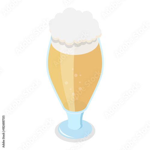 3D Isometric Flat Vector Illustration of Types Of Beer, Beverages in Recommended Glasses. Item 3