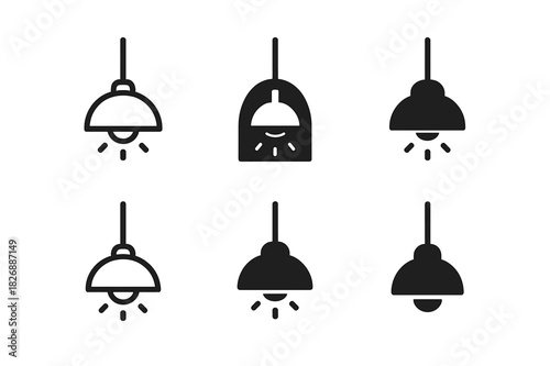 Hallway Pendant Light Icons. Designing a stylish hallway. Icon set. Set Logo of pendant light. harmonious logo variations of the same emblematic concept