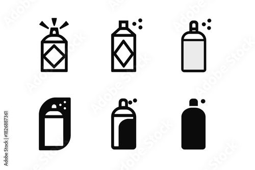 Spray Paint Logos. Creative mural painting. Icon set. Set Logo of spray paint can. harmonious logo variations of the same emblematic concept (Symmetrical form,