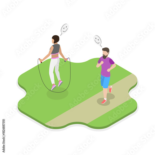 3D Isometric Flat Vector Illustration of Healthy Lifestyle and Fitness, Sports and Physical Activity. Item 3