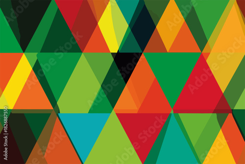 鮮やかな色と透明感のある菱形が重なり合う、モダンで抽象的な幾何学模様のベクター背景デザイン。