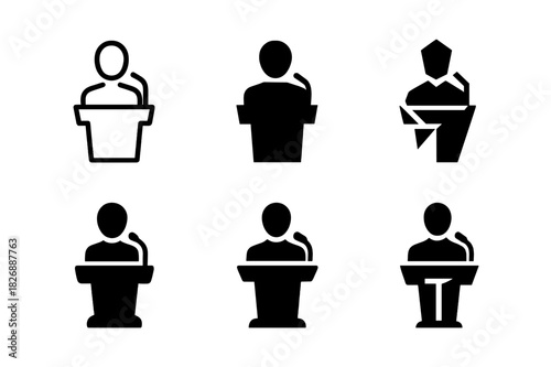 Monologue Icon Variations. Monologues. Icon set. Set Logo of monologues: single speaking face. harmonious logo variations of the same emblematic concept, each