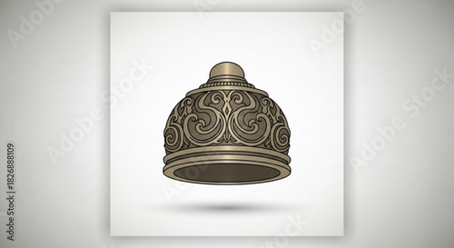Ornate metallic dome vector icon with intricate swirling patterns, elegant decorative finial element for luxury design and vintage aesthetics