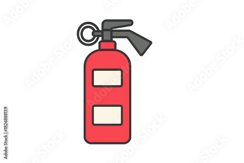 Simple red fire extinguisher safety equipment graphic for immediate emergency response
