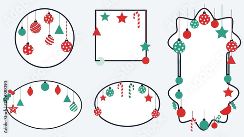 Festive Christmas Baubles and Candy Cane Frames - A Collection of Decorative Holiday Borders