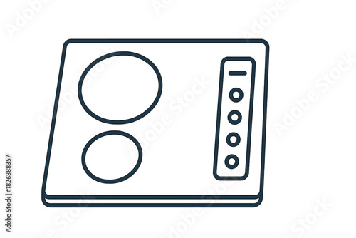 Minimalist modern kitchen induction cooktop with two burners and control panel