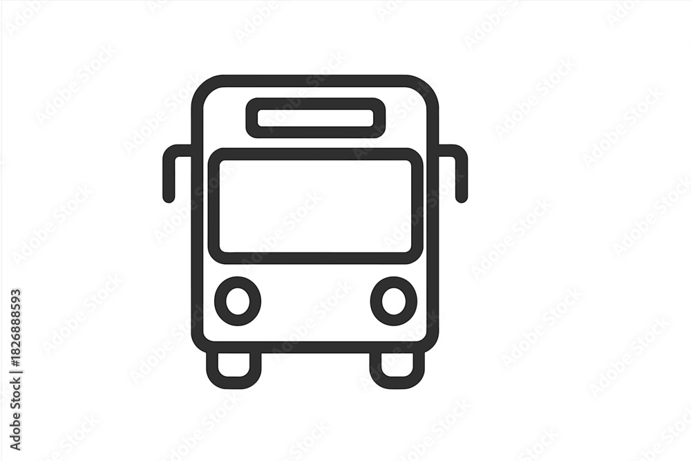 Obraz premium Simple black and white outline drawing of a public transit bus front view