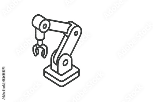 Industrial robotic arm with gripper used for factory automation and manufacturing processes