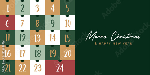 colorful advent calendar 24 christmas gifts vector illustration