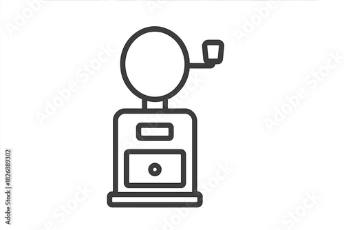 Simple outline icon of a vintage manual coffee grinder with a side crank handle