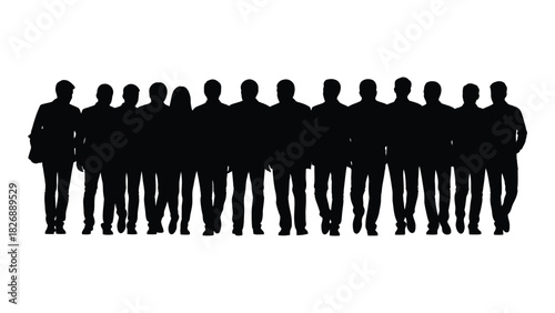 Group of people silhouettes isolated on white background, Vector