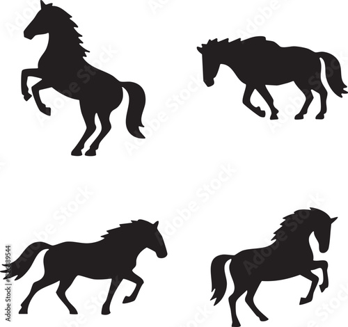 set of horse silhouettes