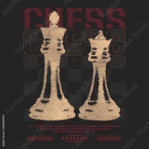 Chess Creative Graphic Tee Designs, Vector Graphic Streetwear T-shirt Design,  Urban Style Chess Typography, Chess retro halftone dot pattern, Custom Text T-Shirt Designs, Abstract Designs