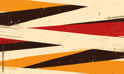 Abstrakcyjne, geometryczne tło w kolorach ziemi z efektem postarzenia i szorstkiej tekstury.