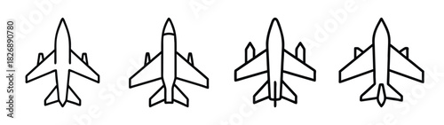 Four fighter jets vector illustration, military aircraft, airplane clip art, aviation design element
