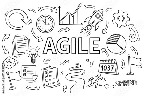 Agile project management: concepts and tools illustrated with charts and symbols