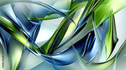 Abstract geometric patterns with fluid motion in blue and green hues representing viral spread