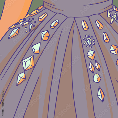 Sparkling gemstone embellished gown with pleated skirt