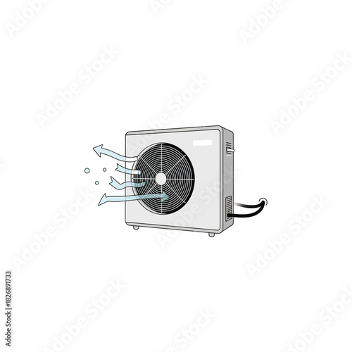 AC Outdoor Unit Blowing Air vector
