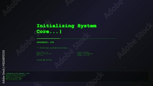 Wallpaper Mural Futuristic System Boot Sequence Animation – Green Tech Terminal UI Loading Screen. Torontodigital.ca
