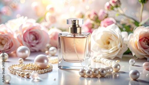 Wallpaper Mural 薔薇とパールに包まれた香水ボトル｜美・香り・背景・広告に使える高解像度イメージ
 Torontodigital.ca