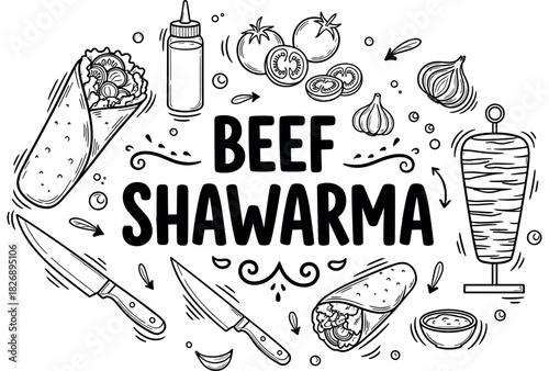 Beef shawarma: delicious wrap with fresh ingredients and spices