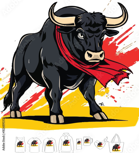 picture, clipart, drawing, illustration, bull