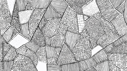다양한 패턴과 질감으로 표현된 흑백의 추상적인 농경지 또는 패치워크 패턴 벡터 아트