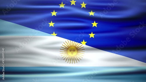 Europe and argetina flag fusion video 4K