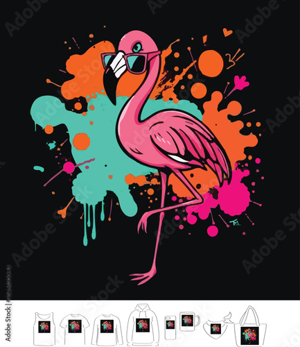picture, clipart, drawing, illustration, flamingo