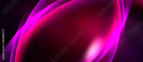 Abstract background features vibrant pink, purple hues. Smooth curves create dynamic, flowing visual effect. Dark areas provide contrast.