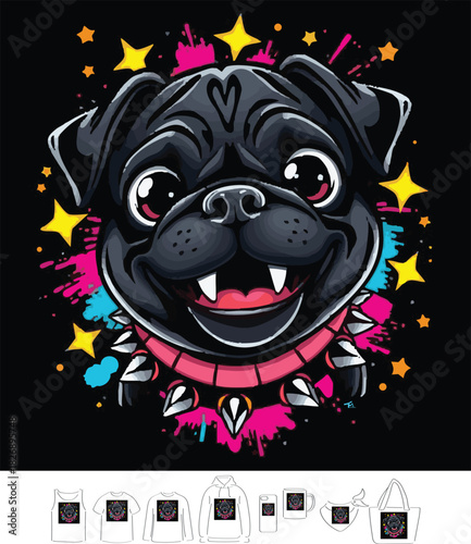 picture, clipart, drawing, illustration, dog, pug