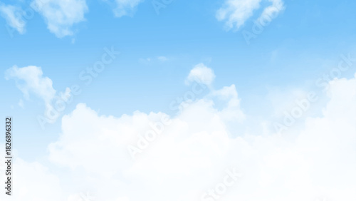 Sky Blue, Cloud Background, Horizon Summer Clear Sky, Vector landscape nature sunrise in Winter, Spring  banner white clouds.