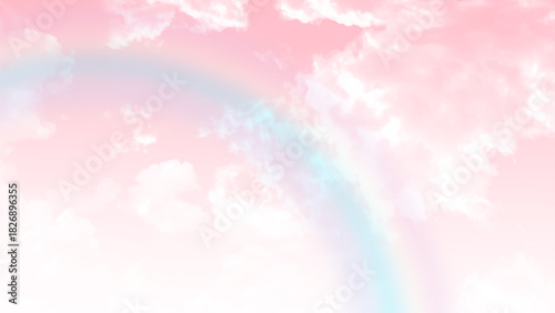 sky-clouds white pink background with rainbow effect.