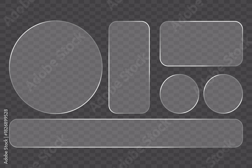 Glassmorphism Shape Pack Featuring Large Circular and Rectangular Frosted UI Elements for Modern Web Interfaces