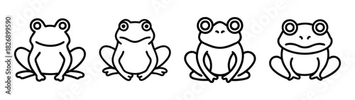Four frogs illustration vector, amphibian drawing, frog outline, frog clip art, frog image vector