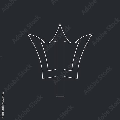 Barbadian Trident transparent outline white emblem. Barbados flag element