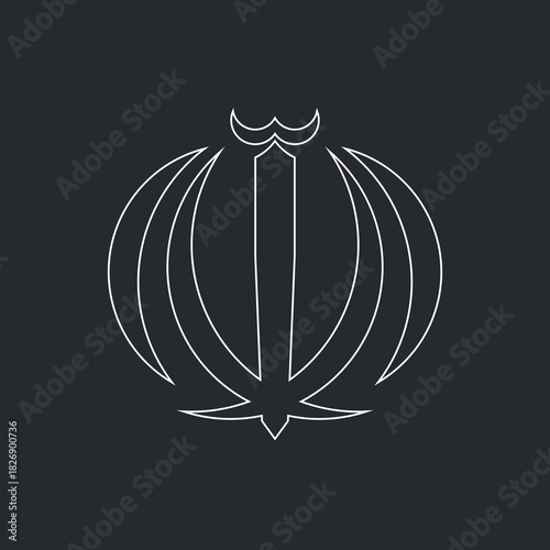 Iranian transparent outline white emblem. Iran flag element